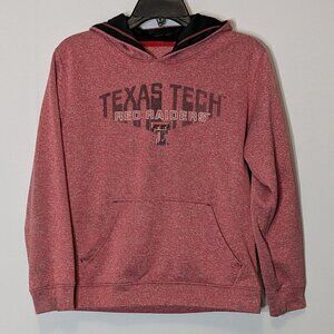 Boy's TEXAS TECH UNIVERSITY Logo Pale Red Hooded Fleece Pullover Top; Size L
